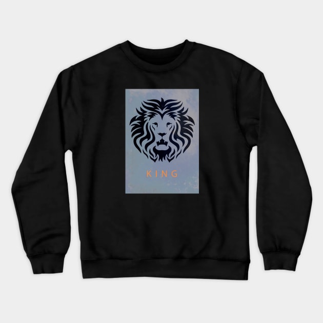 'KING' Lion Head - Black 'n' Blue Crewneck Sweatshirt by sleepingdogprod